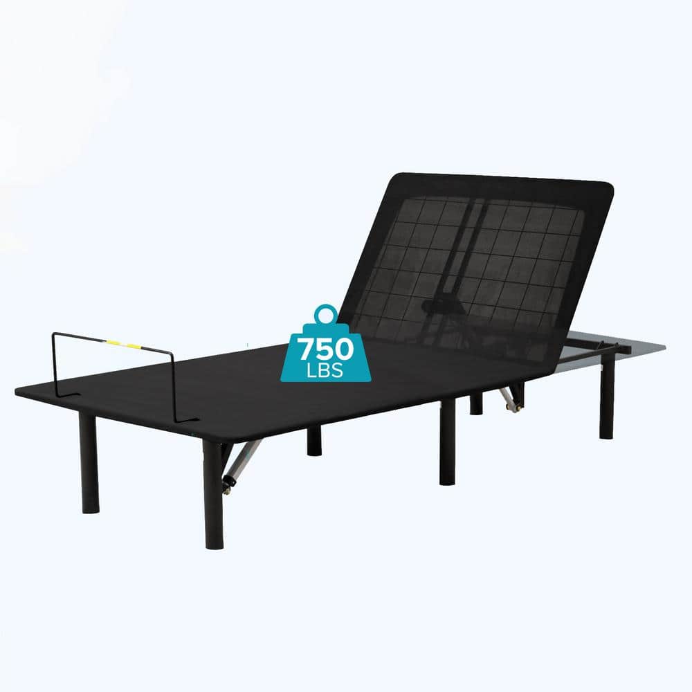 Black Steel Frame Twin XL Platform Bed with Head and Foot Incline, Anti-Sno