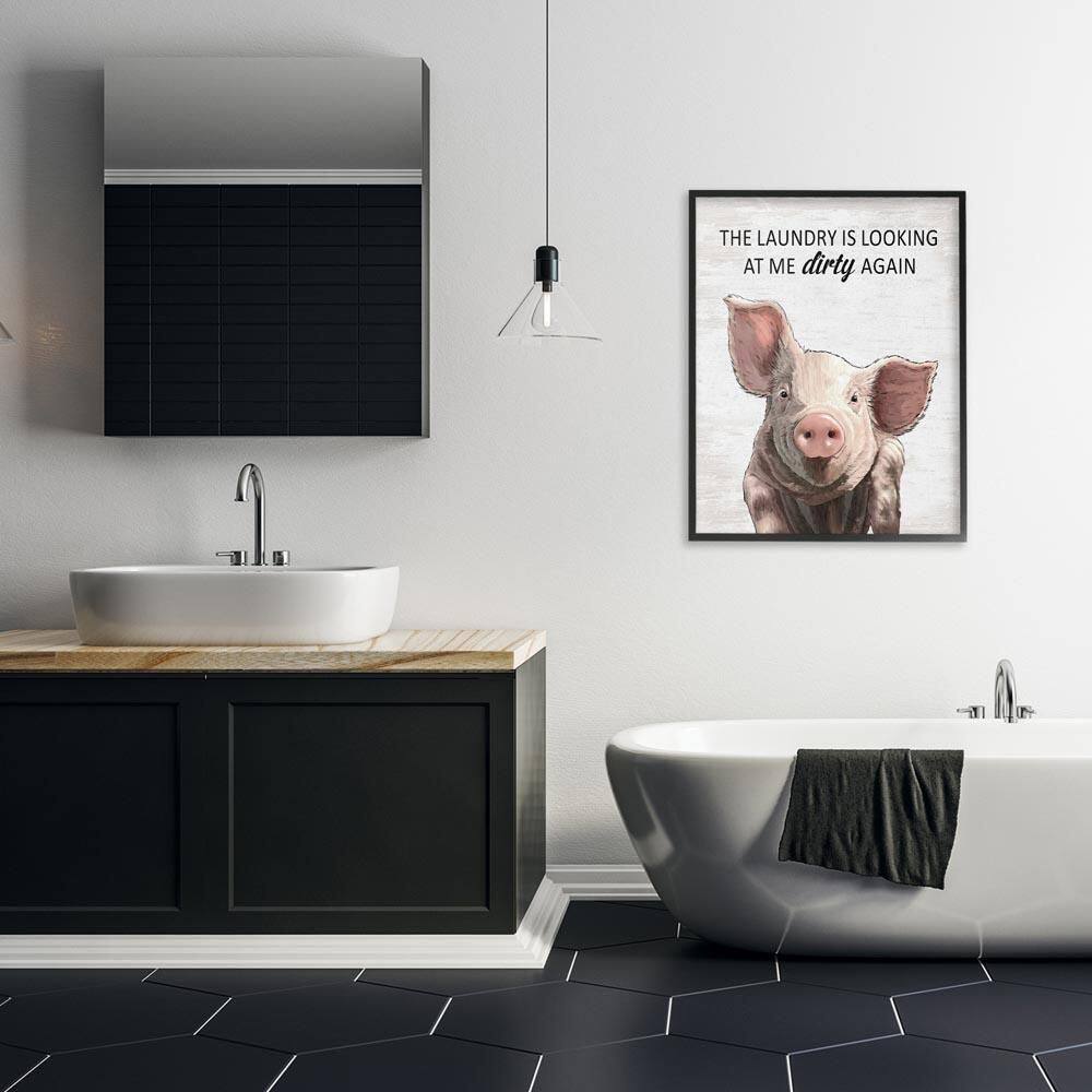 Funny Dirty Laundry Pig by Lettered and Lined Black Framed Typography Giclee Art Print 30 in. x 24 in. price history on PriceWatchPro