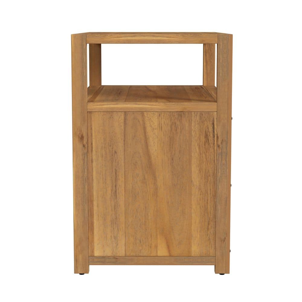 Natural Acacia 2-Drawer Nightstand with Open Shelf