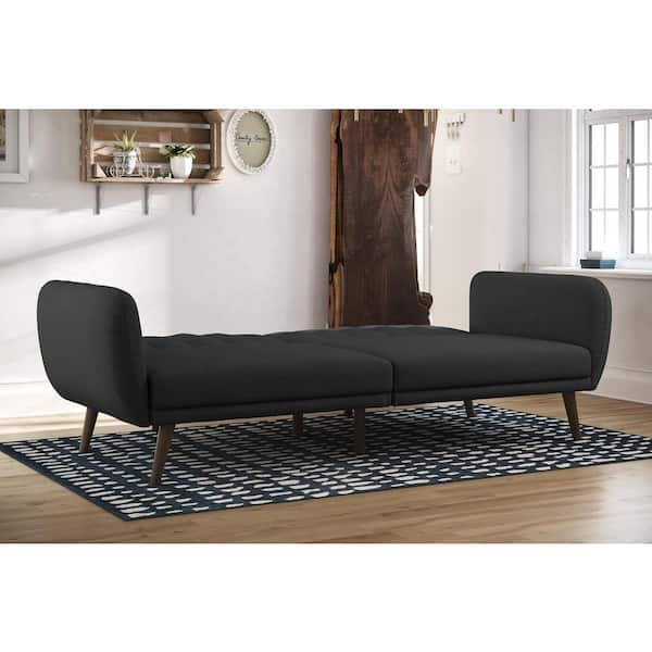 Brittany Dark Gray Linen Convertible Futon