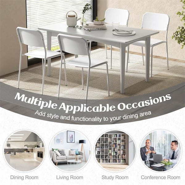 Costway White Plastic Modern Dining Chairs with Tilted Backrest