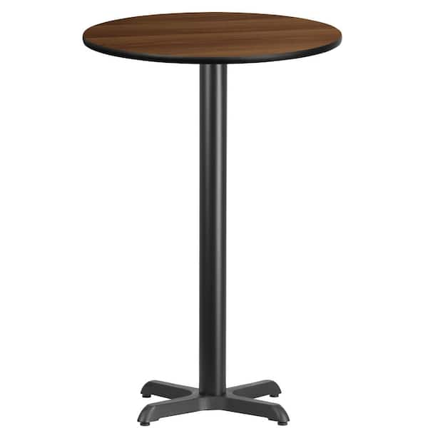 Flash Furniture 24 in. Round Walnut Laminate Table Top with 22 in. x 22 ...