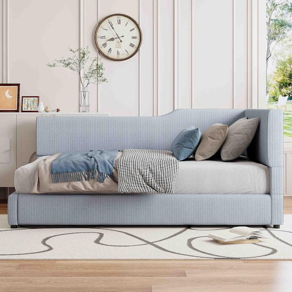 Gray Twin Size L-Shaped Corduroy Daybed
