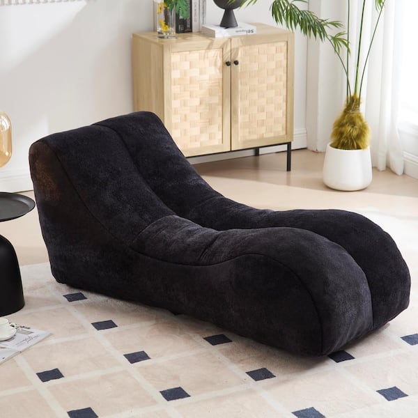 30 in. Black Polyester Bean Bag with High-Quality Sponge for Adults