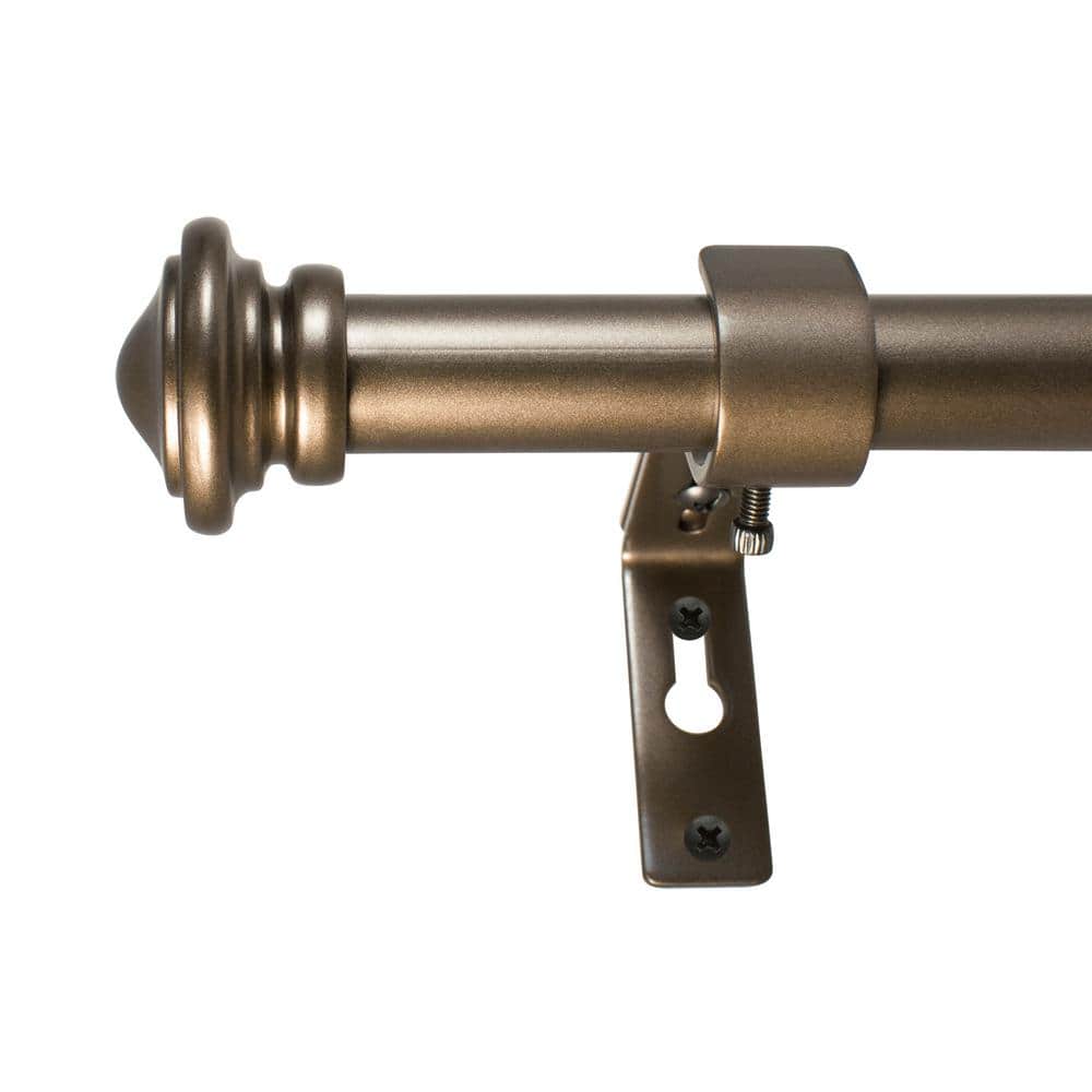 Bronze Adjustable Single Curtain Rod with Cap Finials