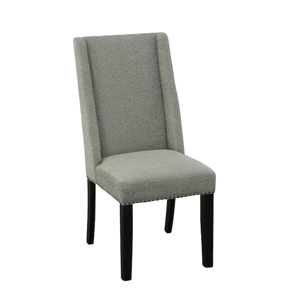 CAROLINA CLASSIC Laurant Charcoal Gray Fabric Upholstered Wingback Dining Chair (Set of 2)