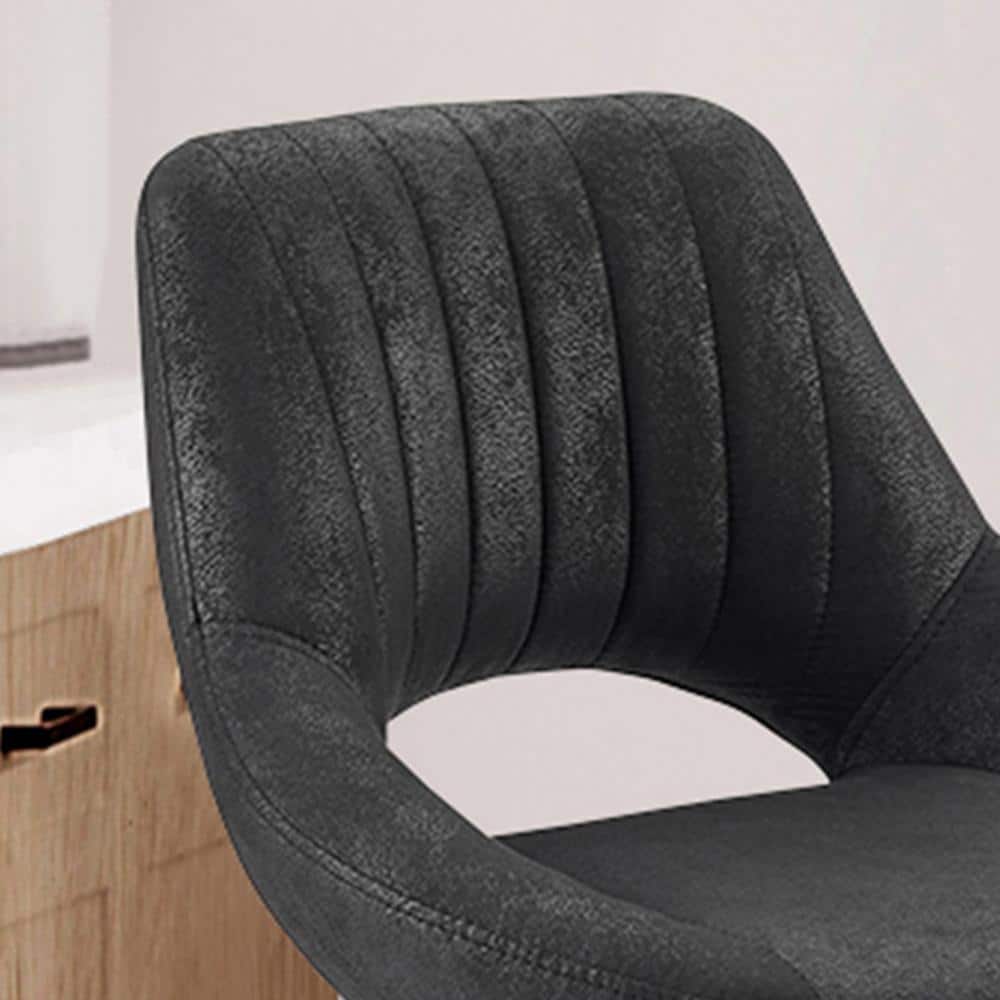 Adjustable Height Swivel Barstools, Set of 2, Black Faux Leather