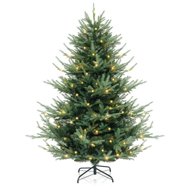 ANGELES HOME 6 ft.Green Pre-Lit Artificial Christmas Tree with Warm White LED Lights and Branch Tips