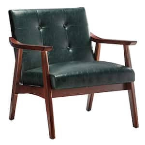 Take a Seat Natalie Hunter Green Faux Leather/Espresso Accent Chair