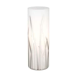 Rivato 3.54 in. W x 10.24 in. H 1-Light Chrome and White Cylinder Desk Lamp with Grass-Like Pattern