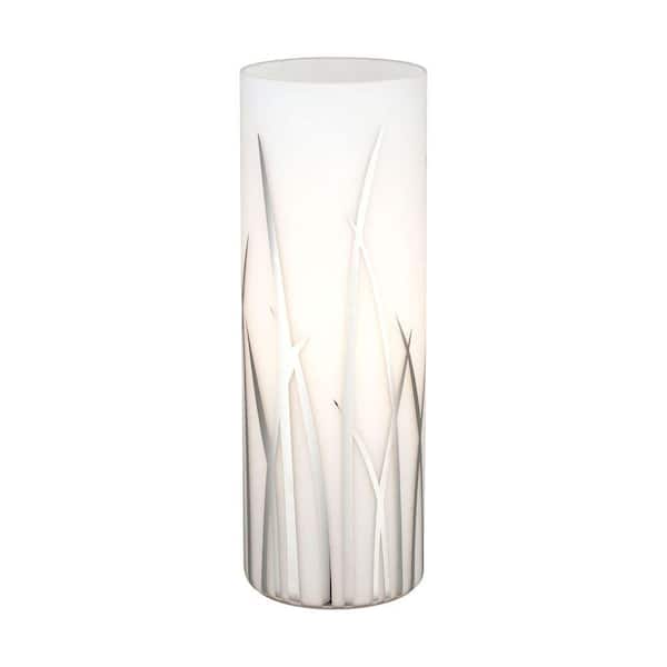 Eglo Rivato 3.54 in. W x 10.24 in. H 1-Light Chrome and White Cylinder Desk Lamp with Grass-Like Pattern