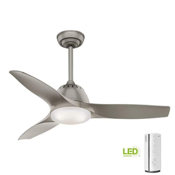 Casablanca Wisp 44 in. LED Indoor Pewter Ceiling Fan with Remote Control