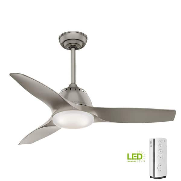 Wisp 44 in. Painted Pewter Indoor Ceiling Fan with LED Light Kit and Handheld Remote