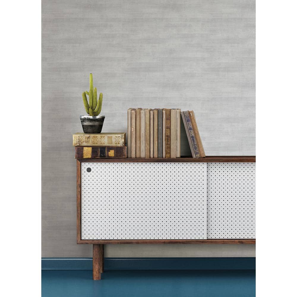 Dermot Silver Horizontal Stripe Leather Wallpaper