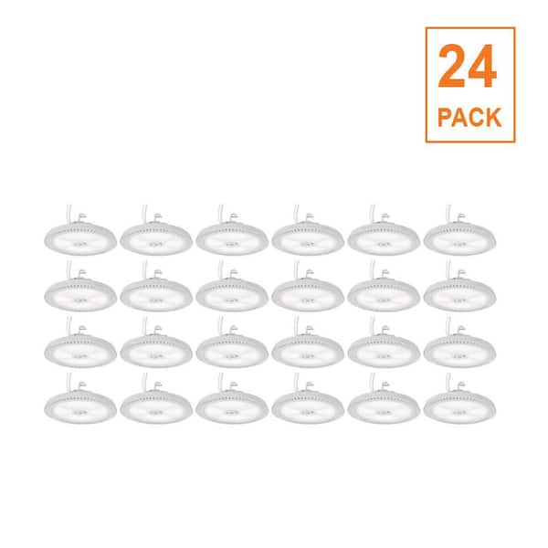 24-Pack 13 in. 35000 Lumen Round White LED High Bay Light, Selectable CCT, Industrial Grade, Wet Rated, 120-277V