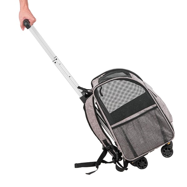 Rolling Pet Carrier Backpack with Removable Wheels for Under 18LBS., Large Soft Sided Wheeled Dog Carrier Cat Travel