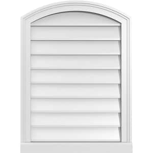22 in. x 30 in. Arch Top Surface Mount PVC Gable Vent: Functional with Brickmould Sill Frame