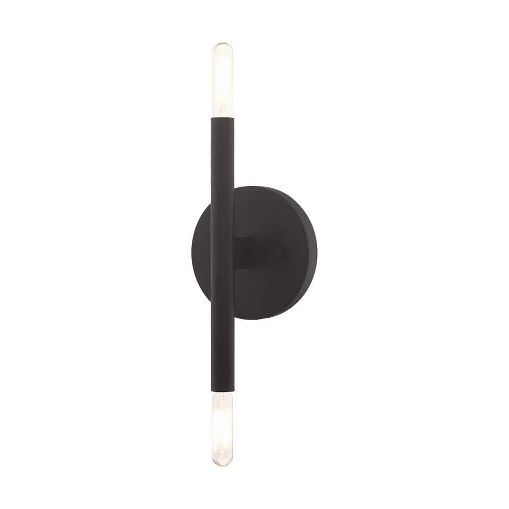 Copenhagen Mid-Century Modern Black and Bronze 2-Light Wall Sconce