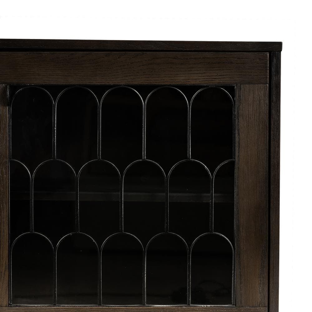 Gatsby 66" Black and Gray Oak Metal Buffet Cabinet