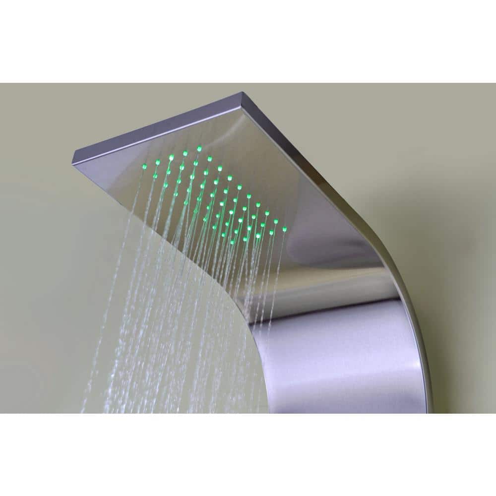 Arc 64'' Brushed Stainless Steel Shower Panel with LED Rainfall Head