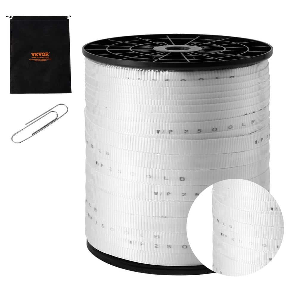 VEVOR Polyester Pull Tape 3/4 in. x 1053 ft. Tape Flat Rope 2500 lbs. Polyester Electrical Cable Pull Tape White