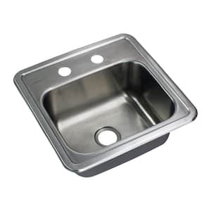 Select Drop-In Stainless Steel 15 in. 2-Hole Single Bowl Kitchen Sink in Brushed Stainless Steel