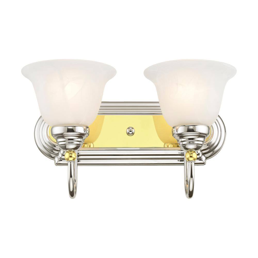 Belmont 2-Light Polished Chrome and Brass Vanity Fixture