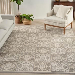 Aloha Ivory Grey 7 ft. x 10 ft. Geometric Contemporary Area Rug