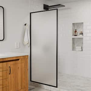 VENUS 34 in. W x 72 in. H Fixed Black Framed Shower Door with Matte Glass Fixed Shower Screen