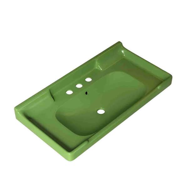 35.83 in. Drop in. Rectangular Ceramic Bathroom Sink in Green with 3-Pre-Drilled Hole