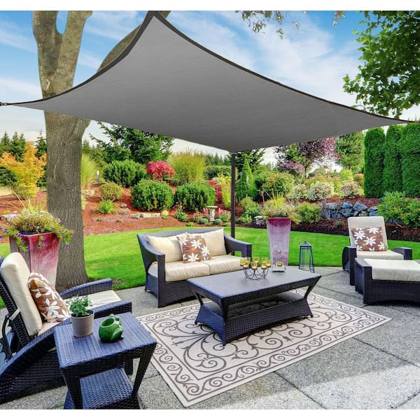 BOEN Sunshade Sail Canopy 13 ft. x 10 ft. Grey Rectangle Awning UV Block for Outdoor Patio Garden and Backyard
