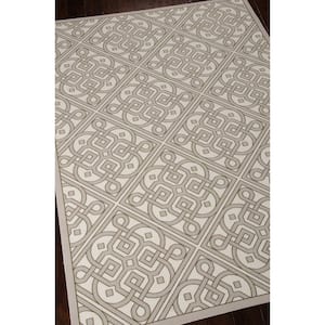 Lace It Up Stone 5 ft. x 7 ft. Geometric Modern Indoor/Outdoor Area Rug