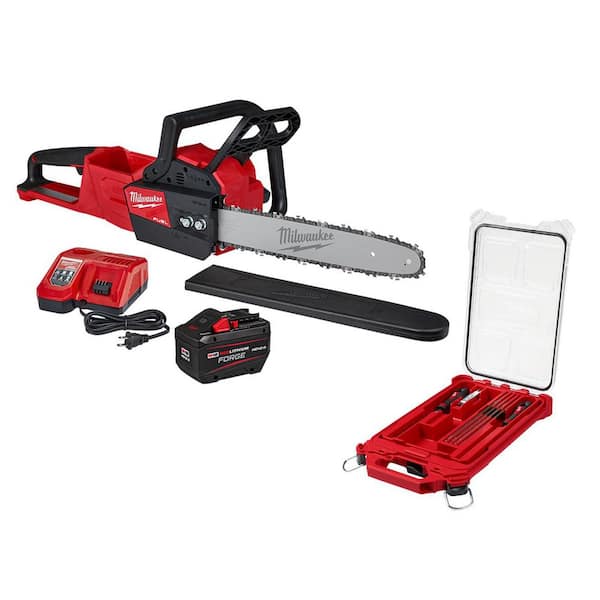 M18 FUEL 16 in. 18V Lithium-Ion Brushless Battery Chainsaw Kit with PACKOUT Chain Sharpening Kit