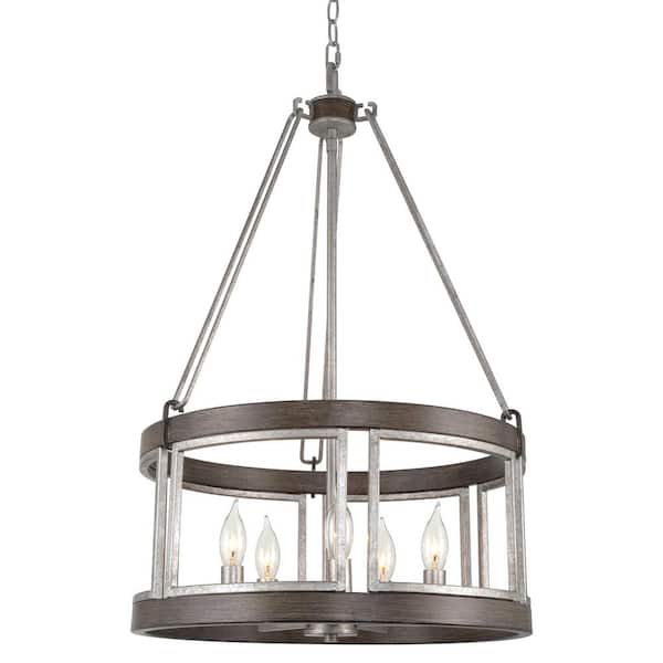 Kira Home Carmichael 60-Watt 5-Light Galvanized Steel Modern Pendant Light, No Bulb Included