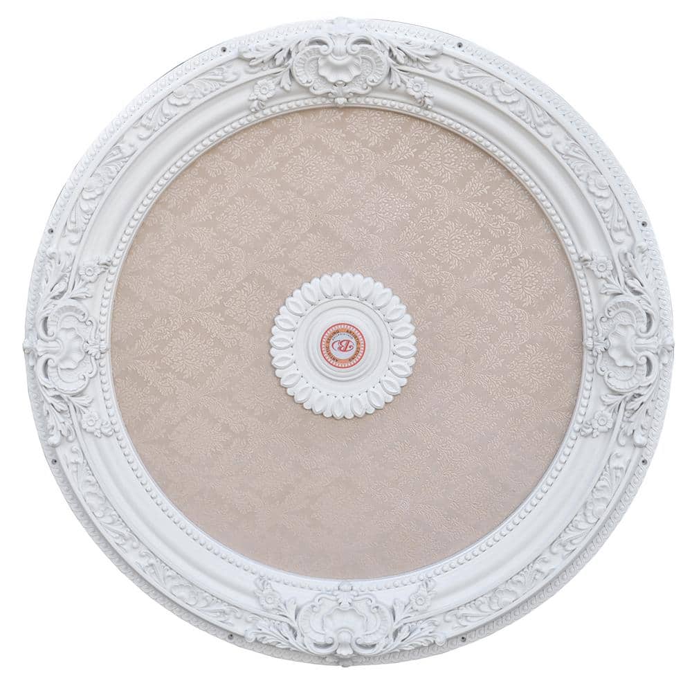Blanco 36" White and Beige Polystyrene Chandelier Ceiling Medallion