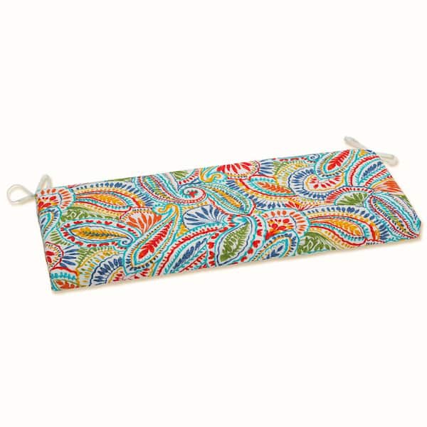 Pillow Perfect Paisley Rectangular Outdoor Bench Cushion in Blue/Multi Ummi
