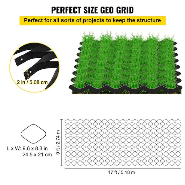 VEVOR Gravel Grid 9 ft. W x 17 ft. L x 2 in. H Geocell Ground Grid 1885 LBS  Per Sq Patio Ground Grid Paver for Slope Driveways TGGS22CM-H5000001V0 -  The Home Depot