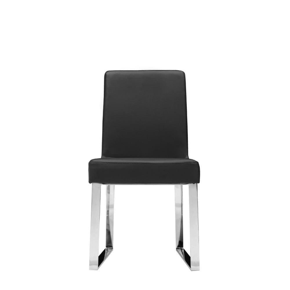 Black Faux Leather Upholstered Parsons Side Chair with Chrome Metal Legs