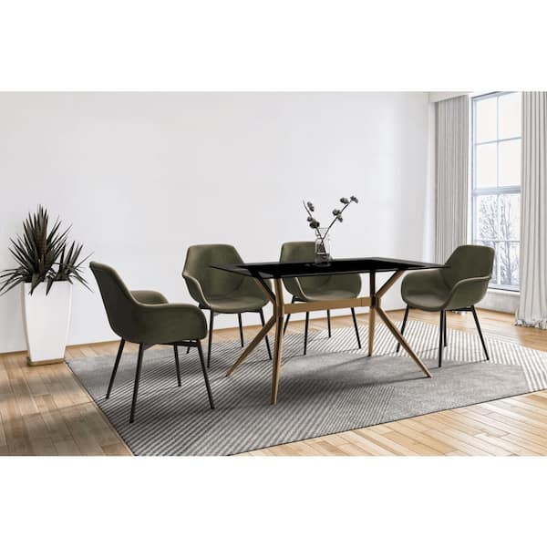 Elega Modern Clear Glass 62 in. 4 Legs Dining Table, Seats 6