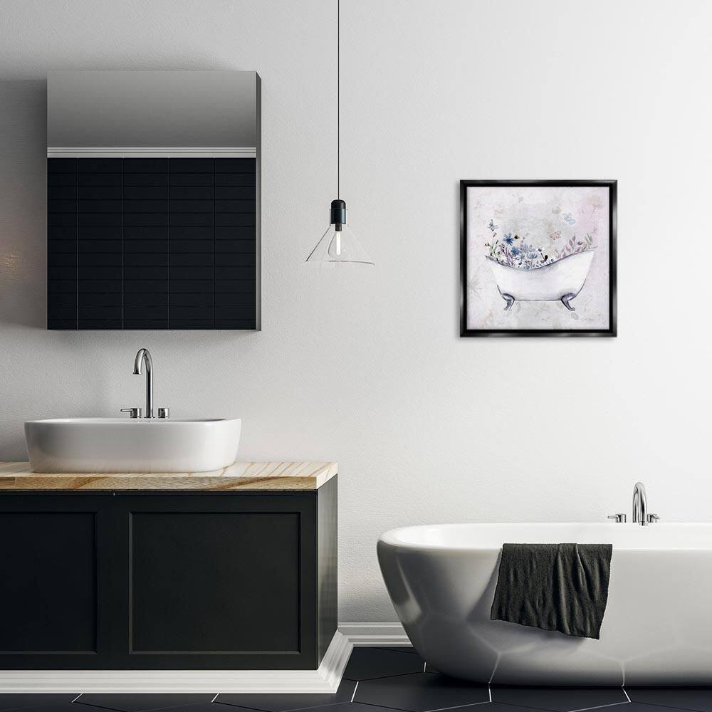 Delicate Bath with Botanics by Stella Chang Black Floater Frame Nature Graphic Art Print 18 in. x 18 in. price history on PriceWatchPro
