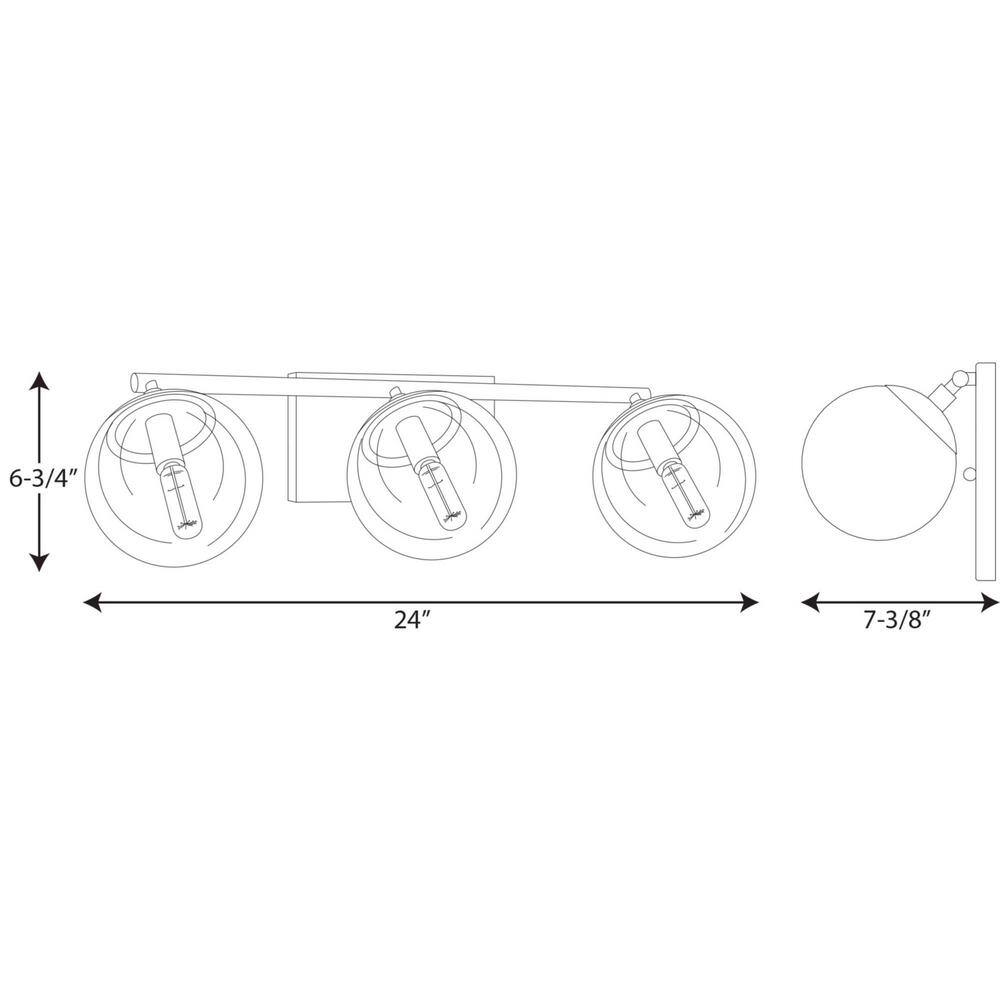 Polished Chrome 3-Light Wall Fixture with Clear Glass Shades