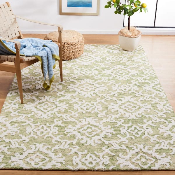 Blossom Light Green/Ivory 9 ft. x 12 ft. Floral Antique Area Rug