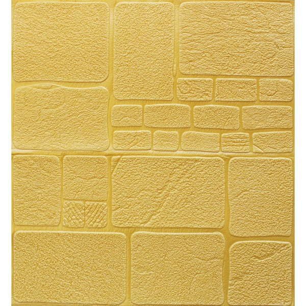 Dundee Deco Falkirk Markinch 1/4 in. x 27.6 in. x 27.6 in. Yellow PE Foam Peel and Stick 3D Decorative Wall Panel (5-Pack)
