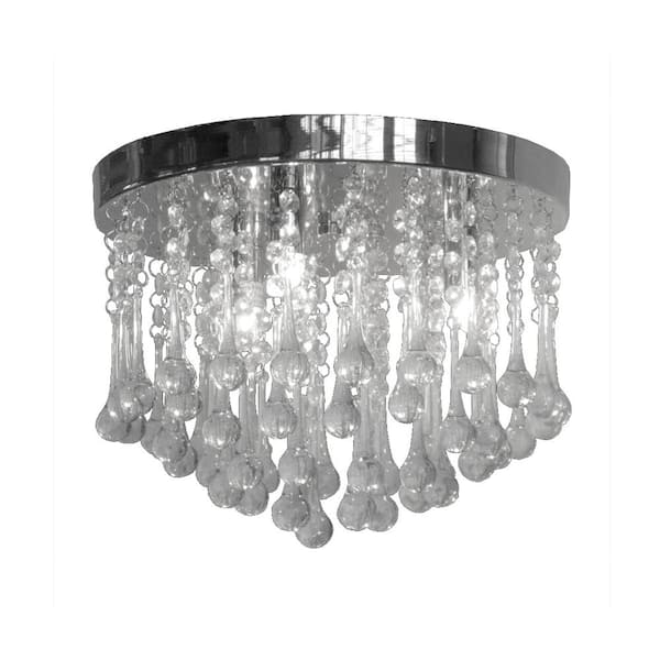 Aurora Lighting 3-Light Chrome Flushmount