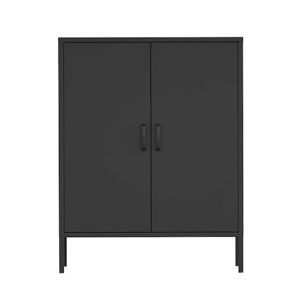 Black 40 in. H Metal Garage Tool Storage Cabinet Steel Storage Locker with 2-Doors and 2-Adjustable Shelves File Cabinet