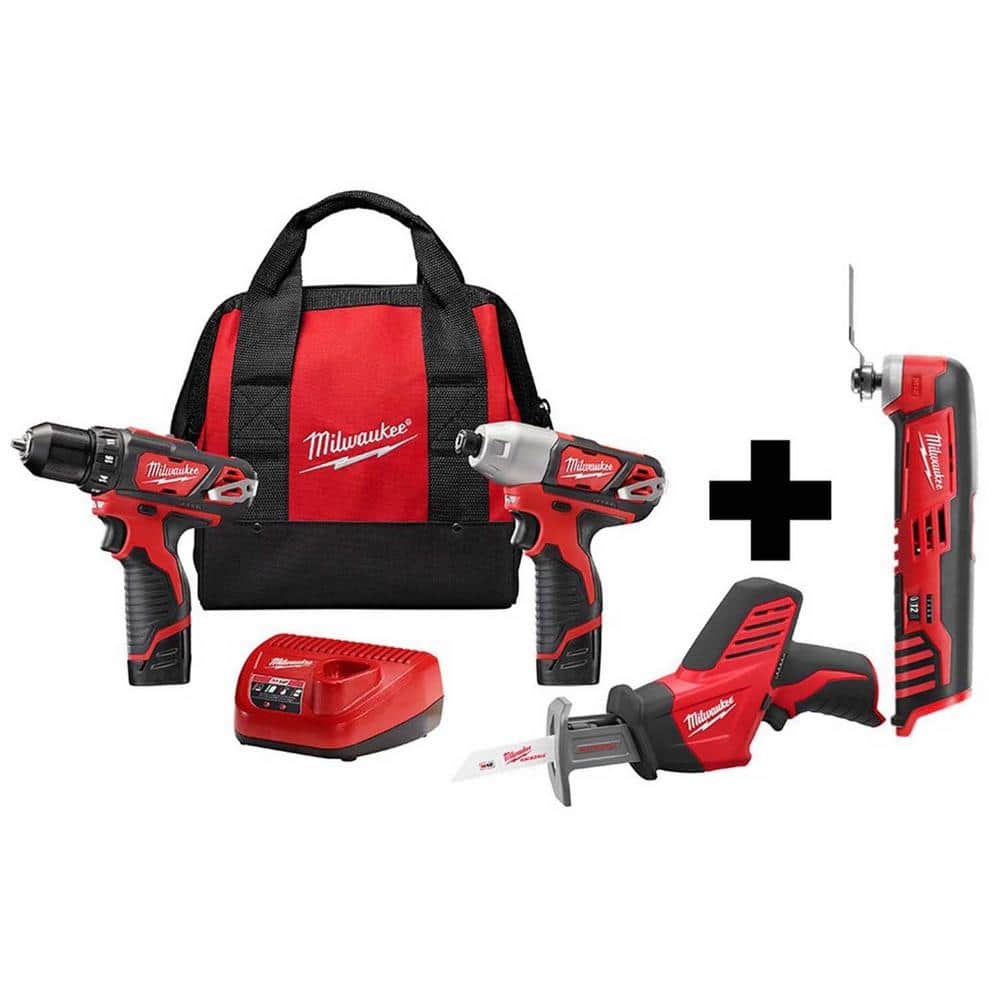 Milwaukee M12 12V Lithium-Ion Cordless Combo Kit (3-Tool) with M12 Multi- Tool 2498-23-2426-20 The Home Depot