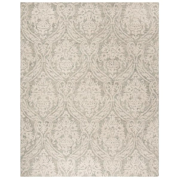 Abstract Gray/Ivory 10 ft. x 14 ft. Damask Area Rug