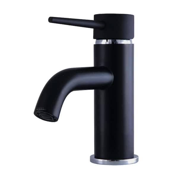 Kingston Brass New York Single-Handle Single Hole Bathroom Faucet with Push Pop-Up in Matte Black/Polished Chrome