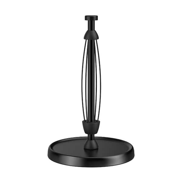 Countertop Mount Black Stainless Steel Paper Towel Holder Stand One-Hand Tear Weighted Base Ratchet Mechanism Kitchen