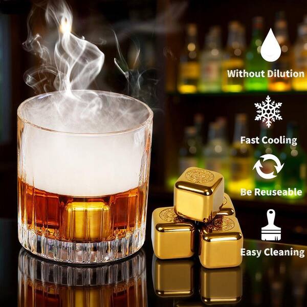 Lynzavix Gold Whiskey Smoker Kit with Torch, 4 Flavors Wood